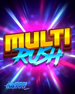 Tampilan visual neon retro dari slot Multi Rush